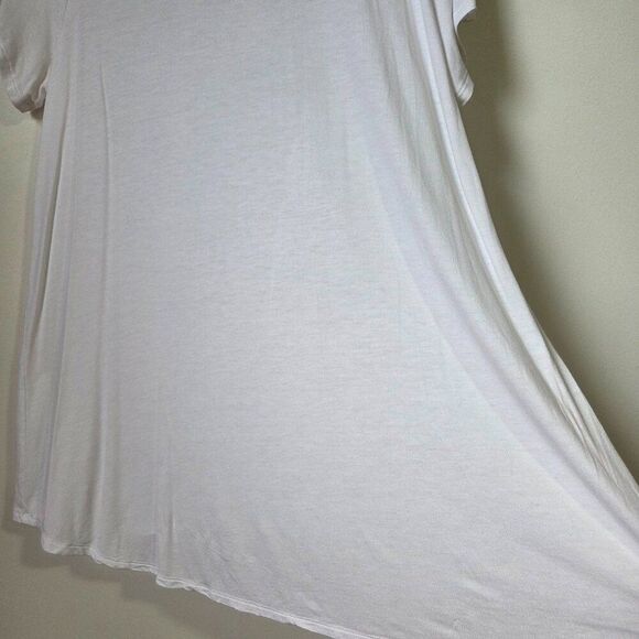 EUC HUE WHITE SUPER SOFT DEEP V NECK LONG LINE TEE SIZE XL - Picture 8 of 13
